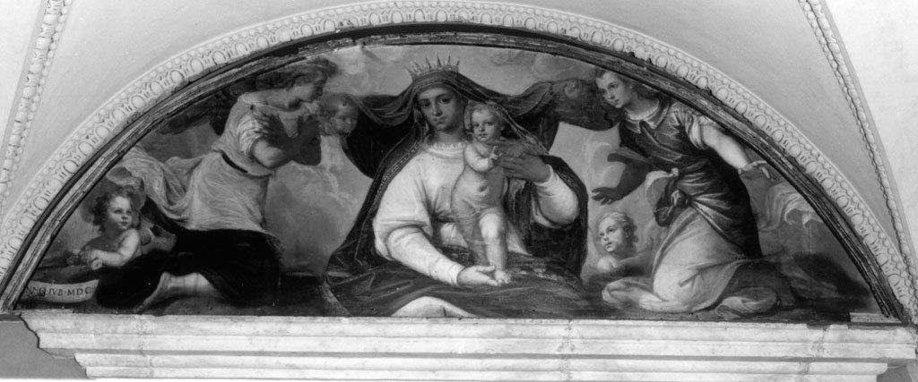 Madonna con Bambino e santi, beati, angeli in adorazione (dipinto, ciclo) di Rid